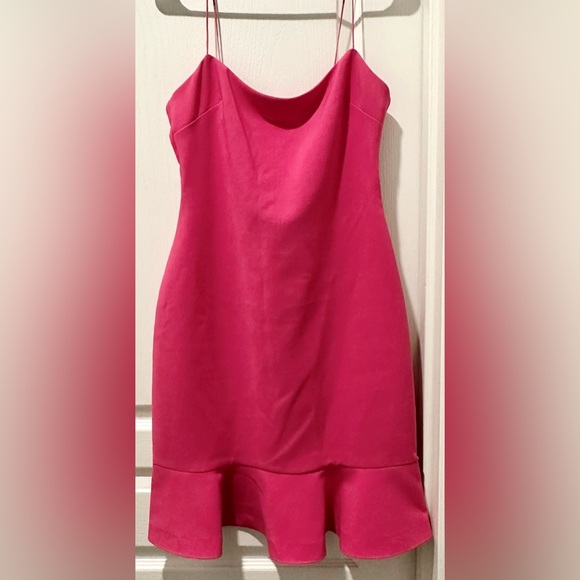 Likely Strappy Banks Flounced Hem Mini Dress in Pink Flambe ZB4 - Picture 2 of 10